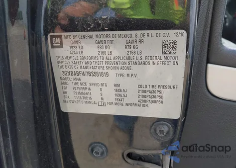 2011 Chevrolet Hhr Lt z USA, uszkodzony, nr VIN 3GNBABFW7BS581819